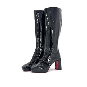 NEW Christian Louboutin Alleo 90 Patent Knee High Platform Boots 41